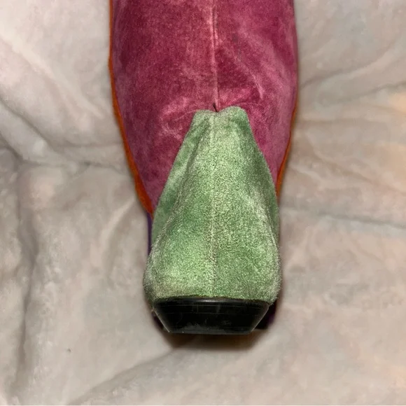 Colorful Suede Patchwork Boots - Picture 3 of 7